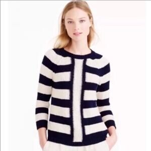 J Crew Mixed Stripe Cream/Black Crew Neck Sweater